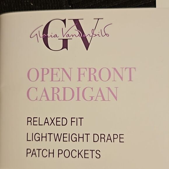 Gloria Vanderbilt Black Cardigan Size L NWT Lightweight Open Front with Pockets - Picture 4 of 7